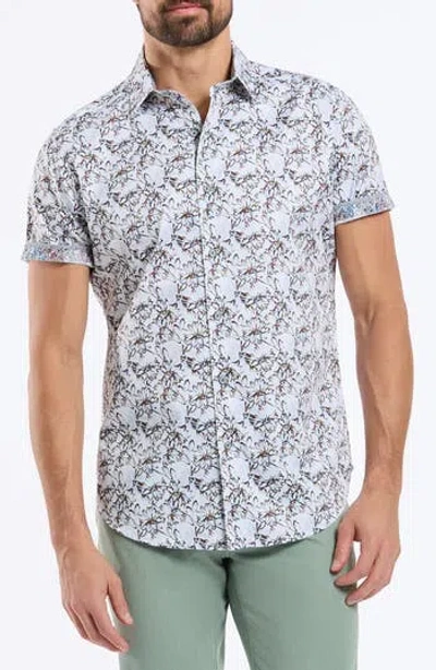 Robert Graham Rocco Short Sleeve Cotton Button-up Shirt In Neutral