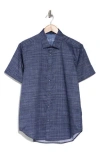 Robert Graham Roth Short Sleeve Cotton Button-up Shirt In Blue