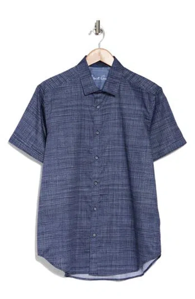 Robert Graham Roth Short Sleeve Cotton Button-up Shirt In Blue