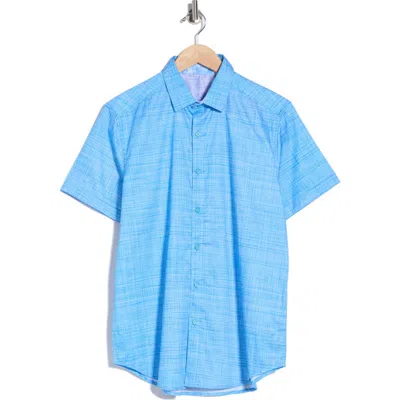 Robert Graham Roth Short Sleeve Cotton Button-up Shirt In Blue