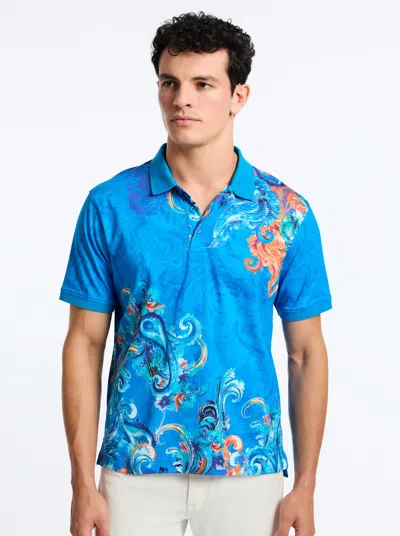Robert Graham Royal Scroll Short Sleeve Polo In Blue