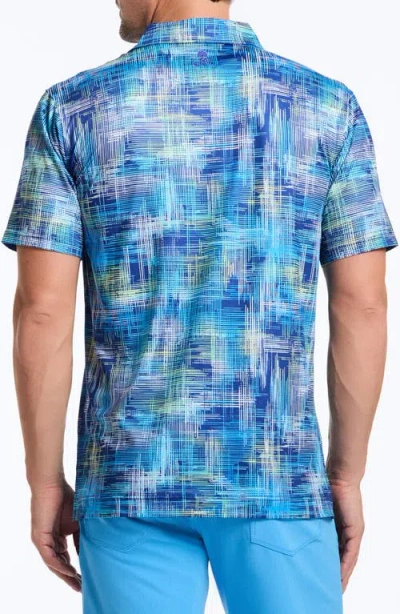 Robert Graham Salas Abstract Print Performance Golf Polo In Blue