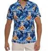Robert Graham Sashiko Patchwork Print Regular Fit Button Down Camp Shirt In Blue