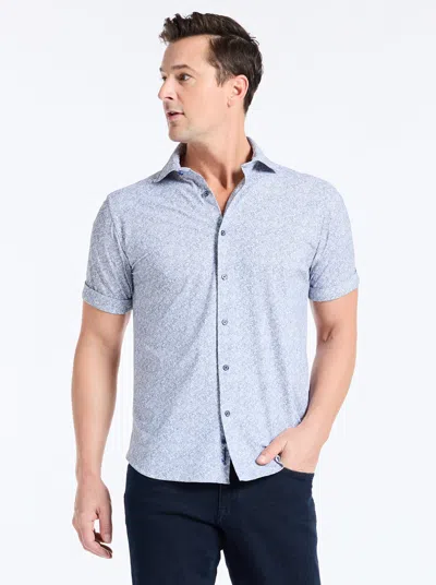 Robert Graham Scrawl Short Sleeve Button Down Shirt In Blue