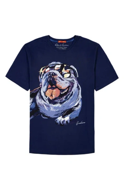 Robert Graham Shades Of Graham Bulldog Cotton Graphic T-shirt In Navy