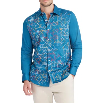 Robert Graham Shake & Stir Embroidered Button Up Shirt In Blue