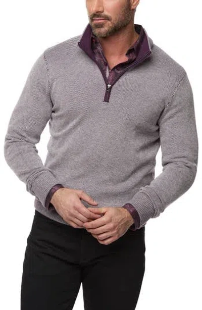 Robert Graham Shane Quarter Zip Pullover In Dark Purple