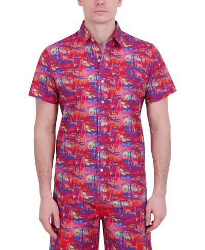 Robert Graham Short Sleeve Button Down Shirt In Purple