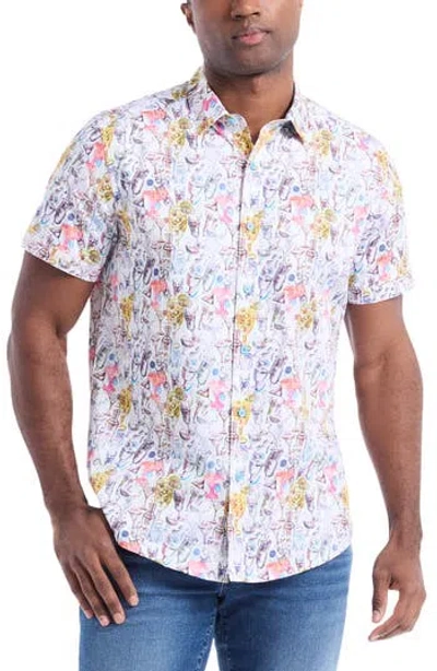 Robert Graham Short Sleeve Button Front Woven Shirt In Multi