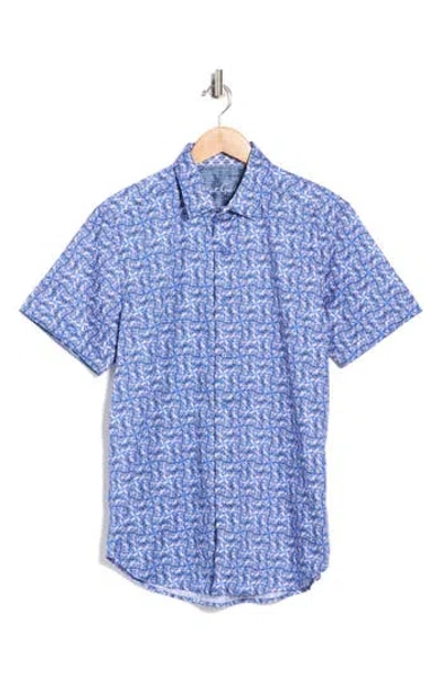 Robert Graham Short Sleeve Button Up Shirt In Blue