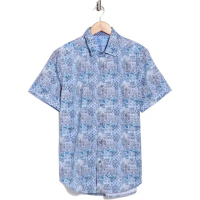 Robert Graham Short Sleeve Button Up Shirt In Blue