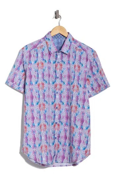 Robert Graham Short Sleeve Button-up Shirt In Purple