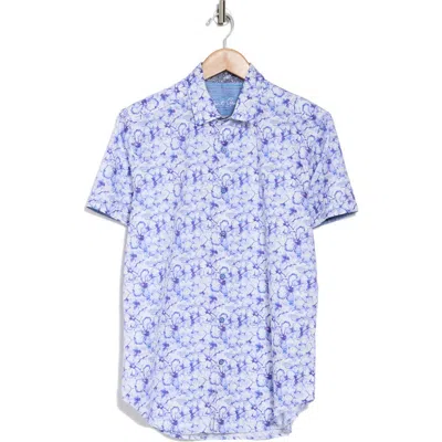 Robert Graham Short Sleeve Cotton Button-up Shirt In Blue