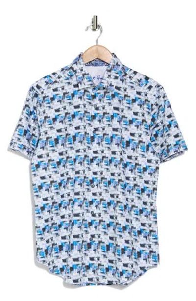 Robert Graham Short Sleeve Cotton Button-up Shirt In Blue
