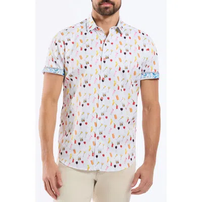 Robert Graham Short Sleeve Cotton Button-up Shirt In White Multi