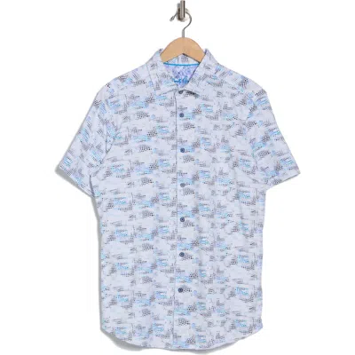 Robert Graham Short Sleeve Stretch Cotton Button-up Shirt In White