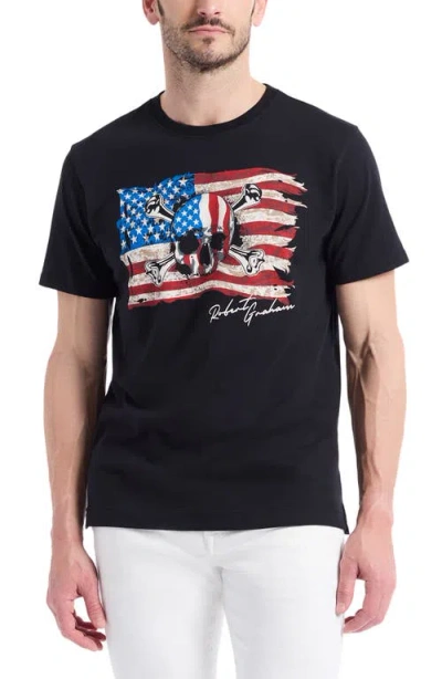 Robert Graham Skull Flag Short Sleeve T-shirt In Black