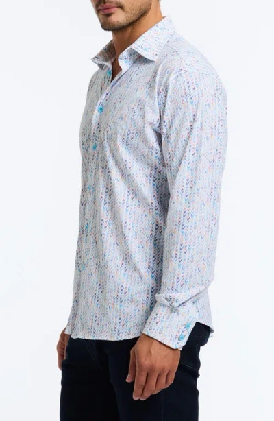 Robert Graham Slauson Classic Fit Herringbone Knit Button-up Shirt In White Multi