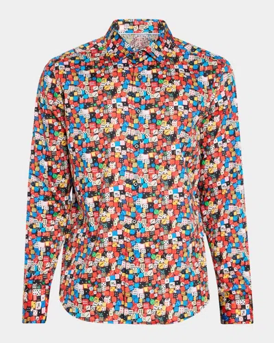 Robert Graham Snake Eyes Dice-print Stretch Cotton Shirt In Multi
