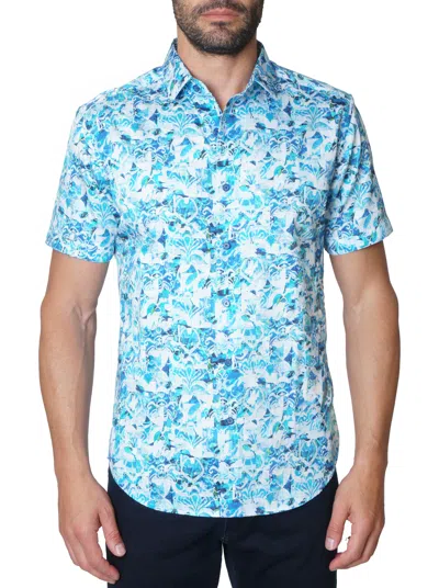 Robert Graham Snyder Short Sleeve Button Down Shirt In Blue