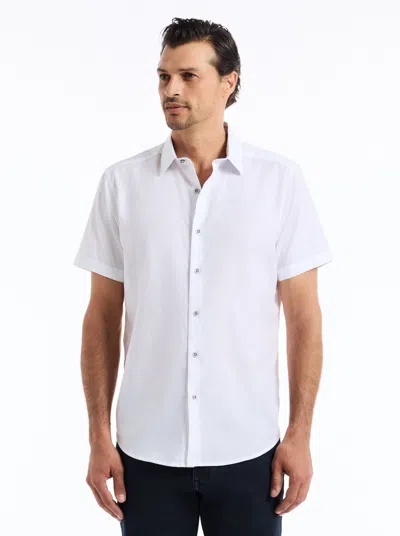 Robert Graham Reid Geo Textured Short Sleeve Cotton Button-up Shirt In White