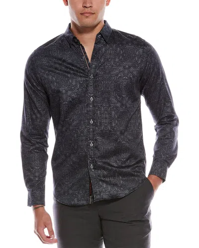 Robert Graham Strowell Tailored Fit Woven Shirt In Black