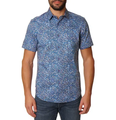 Robert Graham Stuart Short Sleeve Woven Shirt In Blue
