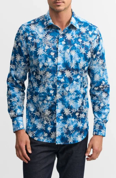 Robert Graham Superior Embroidered Button-up Shirt In Blue