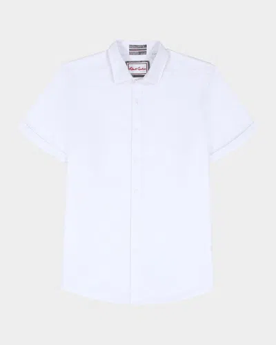 Robert Graham Sutton Solid Linen-cotton Shirt In White
