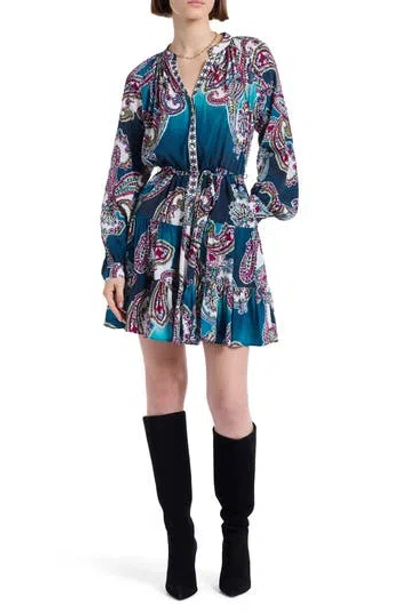 Robert Graham Sydney Paisley Long Sleeve Tiered Shirtdress In Multi