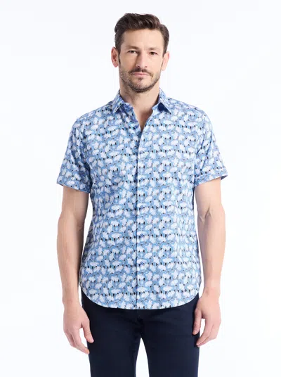 Robert Graham Syston Short Sleeve Button Down Shirt In Blue