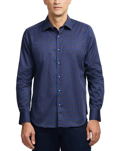 Robert Graham Talbot Cotton Blend Button Down Shirt In Blue