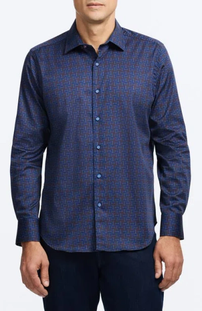 ROBERT GRAHAM ROBERT GRAHAM TALBOT GEOMETRIC PRINT STRETCH COTTON BUTTON-UP SHIRT