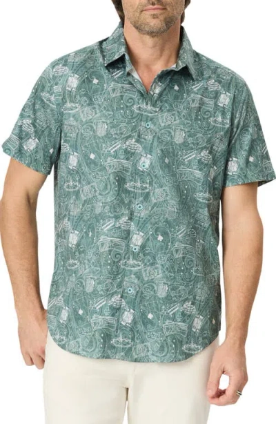 Robert Graham The Vault Short Sleeve Stretch Cotton Shirt In Green