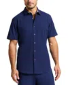 Robert Graham Thresher Classic Fit Solid Short Sleeve Cotton Seersucker Button-up Shirt In Navy