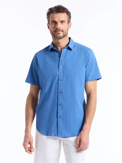 Robert Graham Thresher Short Sleeve Button Down Shirt In Blue