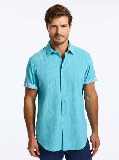 Robert Graham Thresher Short Sleeve Button Down Shirt In Seafoam