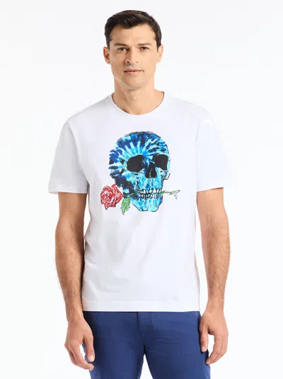 Robert Graham Tie Dye Skull Short Sleeve T-shirt In White