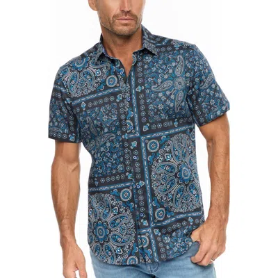 Robert Graham Tifton Print Short Sleeve Shirt In Indigo