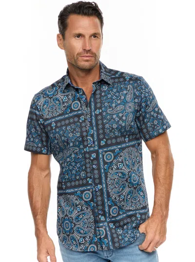 Robert Graham Tifton Short Sleeve Button Down Shirt In Indigo