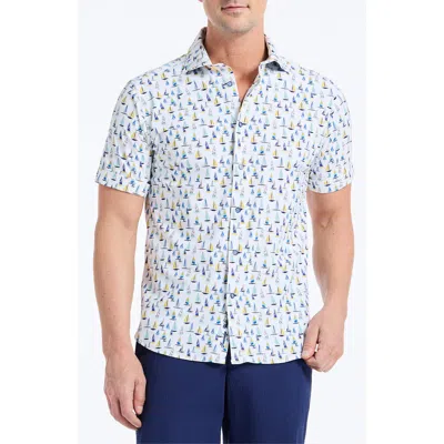 Robert Graham Transpacific Knit Short Sleeve Button-up Shirt In White