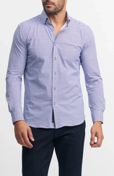 Robert Graham Trim Fit Geo Print Button-up Shirt In Blue Multi