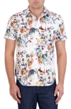 Robert Graham Trippin Short Sleeve Stretch Button-up Shirt In White Multi