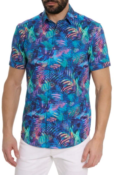 Robert Graham Tropical Print Short Sleeve Shirt In Blue Multi