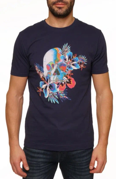 Robert Graham Tropical Skull Graphic T-shirt In Navy