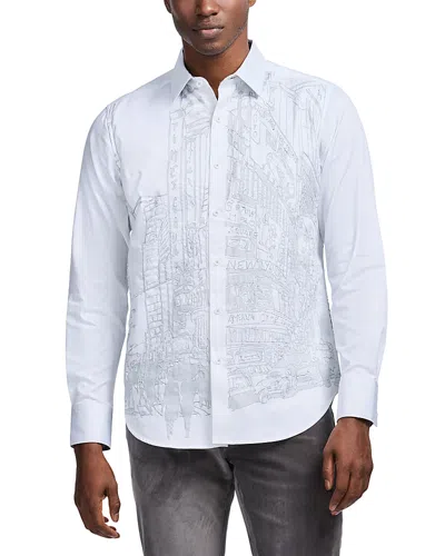 Robert Graham Urban Classics Printed Long Sleeve Button Front Shirt In White