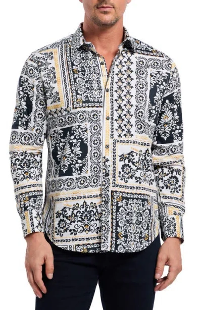 Robert Graham Valleta Bandana Print Stretch Cotton Button-up Shirt In Blue
