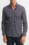 Robert Graham Vargas Trim Fit Abstract Floral Knit Button-up Shirt In Navy