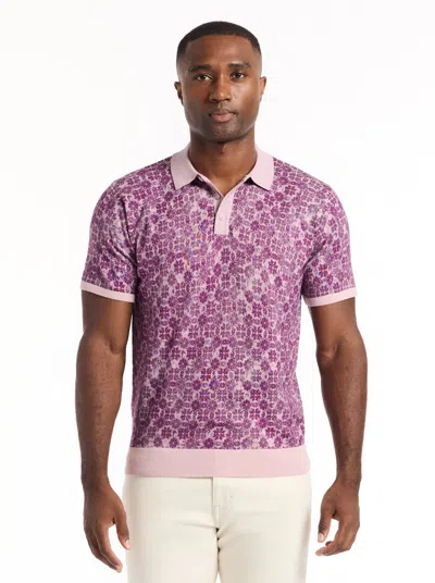 Robert Graham Vesey Short Sleeve Sweater Polo In Pink