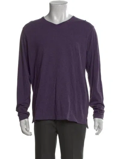 Pre-owned Robert Graham V-neck Long Sleeve Pullover In Purple